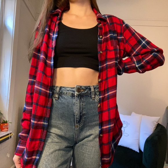 American Eagle Red Flannel Shirt - Picture 3 of 5